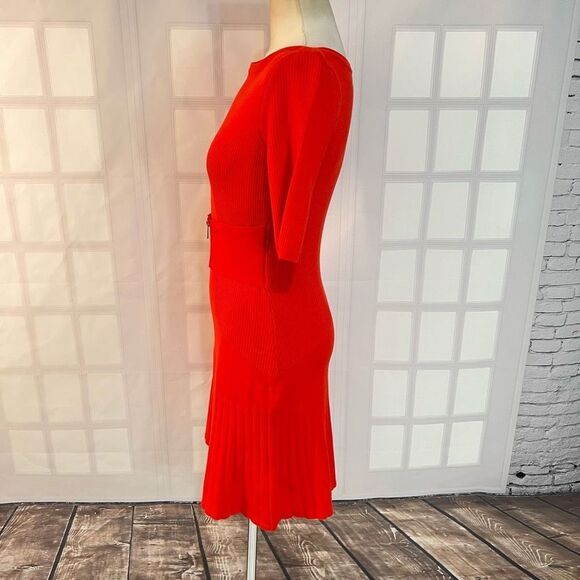Karen Millen orange wool blend belted short sleeve knit dress size 2 - Picture 6 of 10